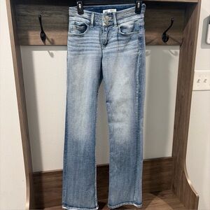 BKE Stella Bootcut Jeans Womens 26 x 33 1/2 Blue Slim Fit Mid Rise Boo Cut Read